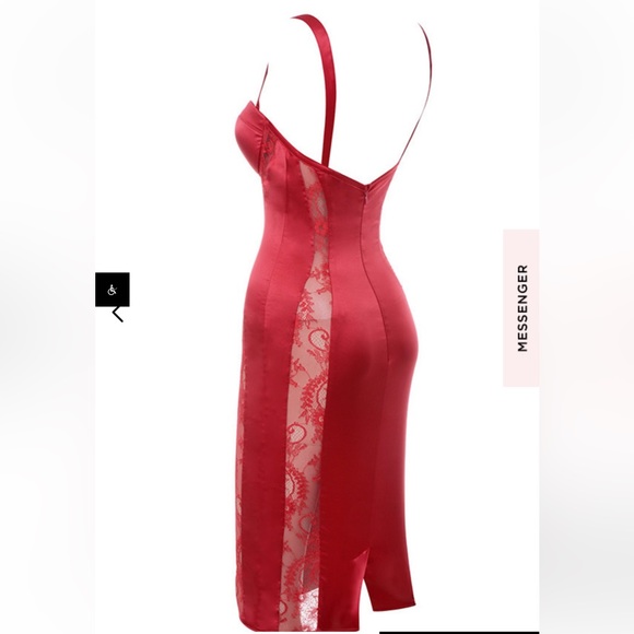 House of CB London Red Lace Satin Bustier Bodycon Dress Size Medium - Picture 6 of 16